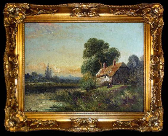 framed  Robert Fenson View with a Cottage by a Stream, ta009-2